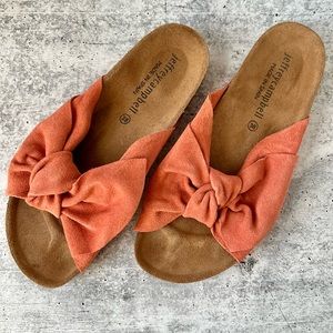Jeffrey Campbell Sunmist Knotted Bow Sandals Suede Pink Size 38 US Size 8